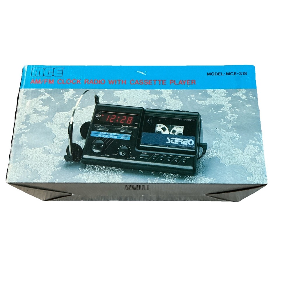 MCE AM/FM Radio With Cassette Player Clock Radio Portable Vintage Retro